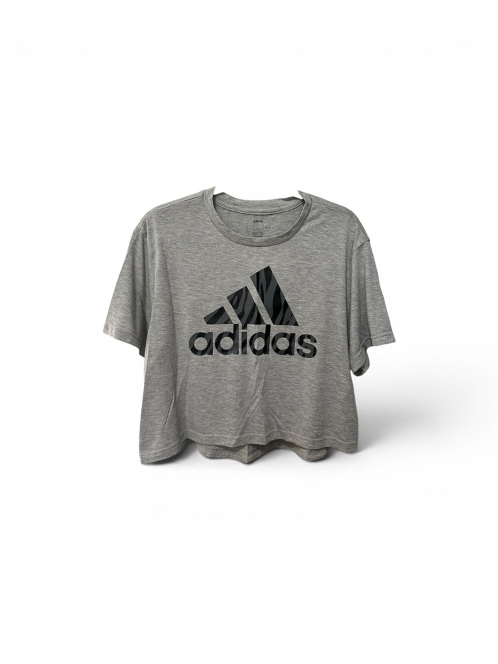 Adidas Heather Gray Logo Crew Neck Cropped Tee